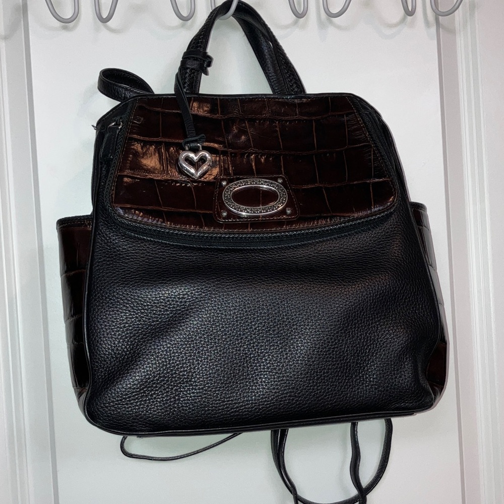 Brighton Black/Brown Medium Sized Leather Backpack